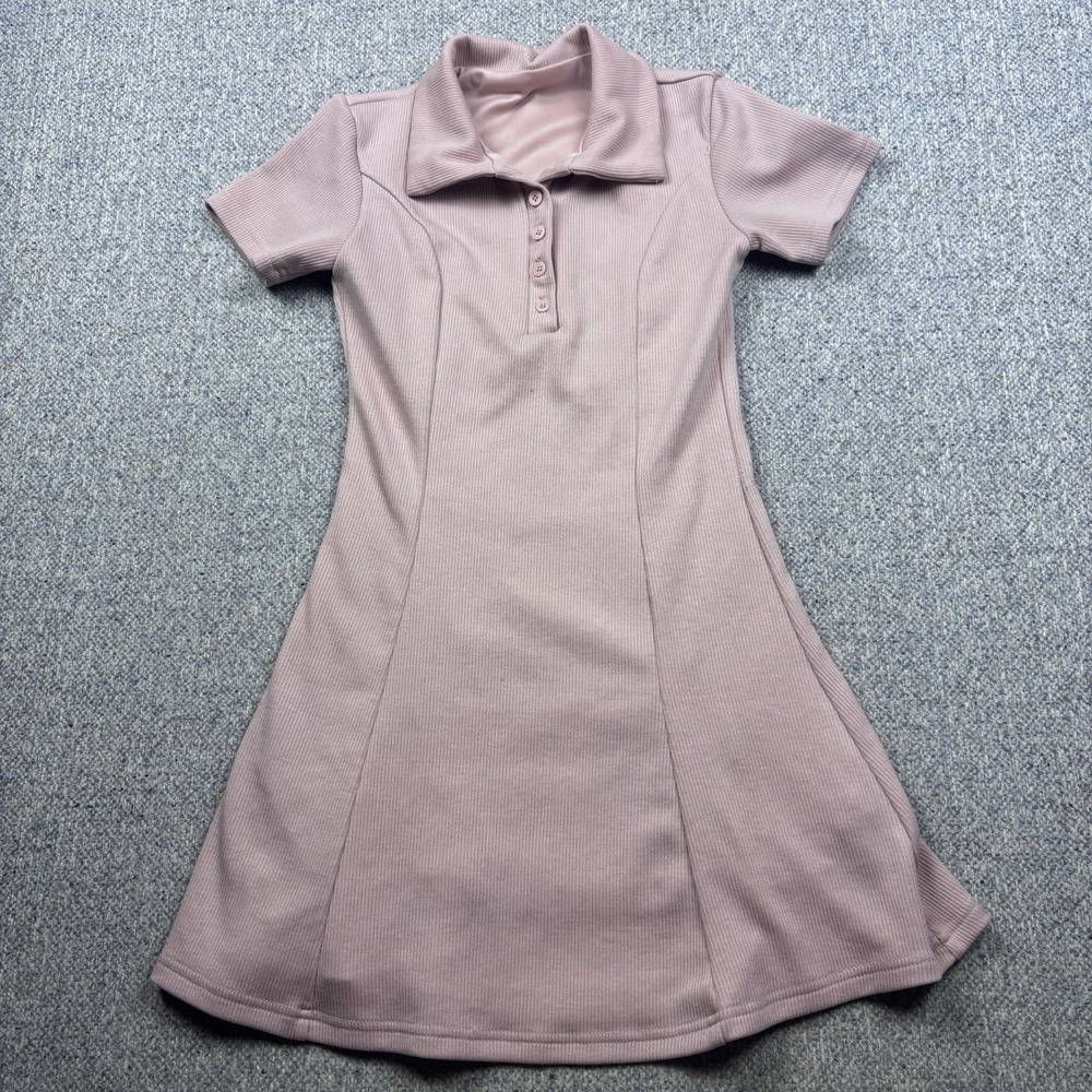 Dusty‎ Pink Daisy Collared Layered Women's Dress Size Small